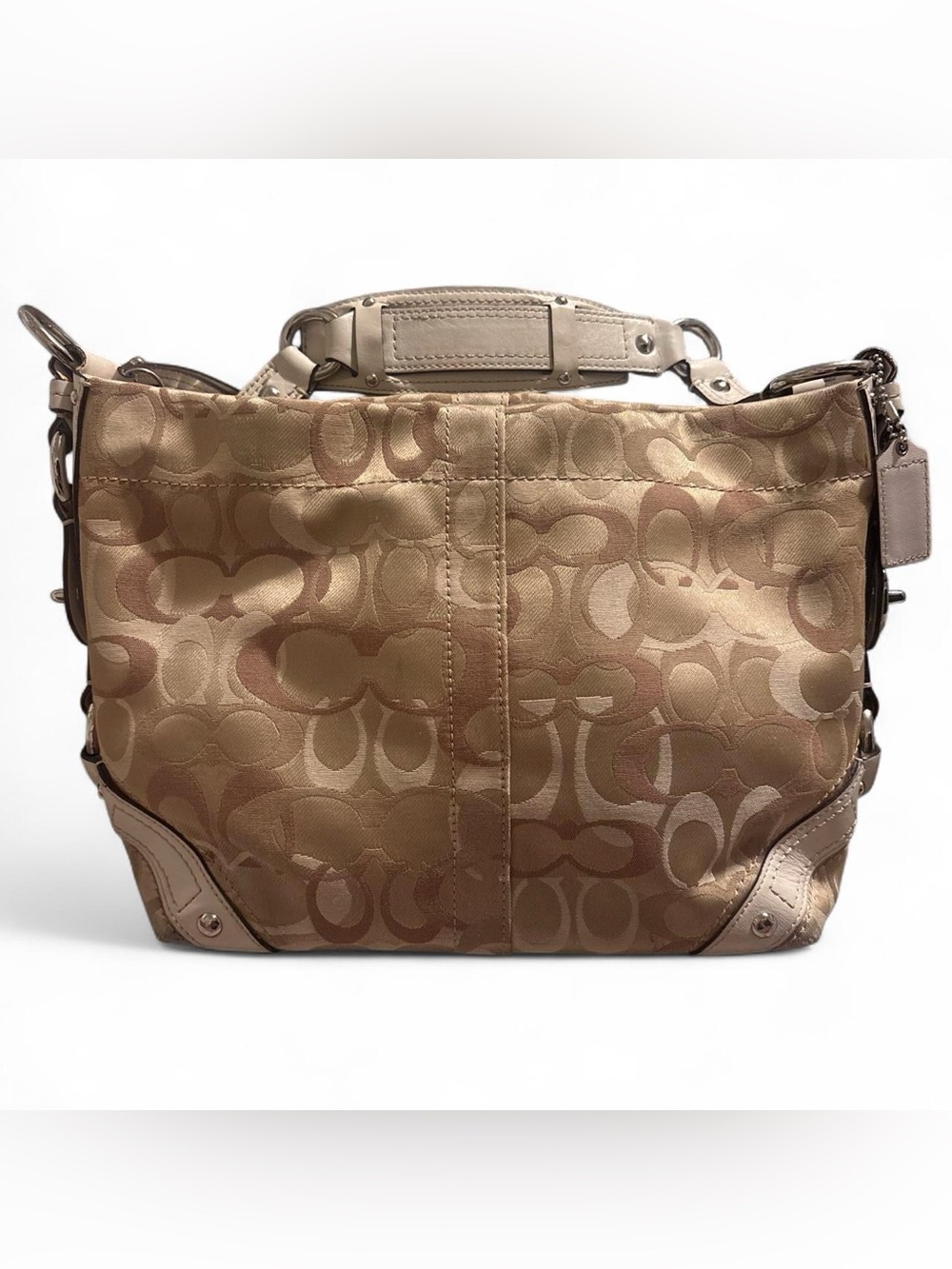 Coach Tan Signature Jacquard Shoulder Bag